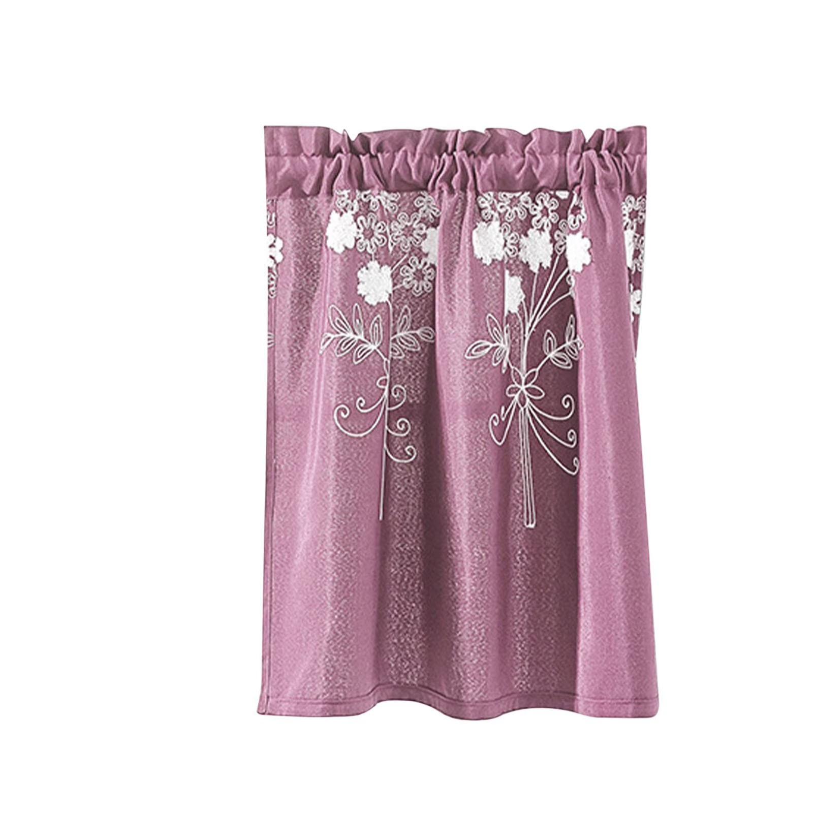 

74x61cm Window Curtain Short Curtain Polyester Cotton Embroidered Panel Floral Pattern Decorative Window Treatment for Home Kitchen One Size рожевий