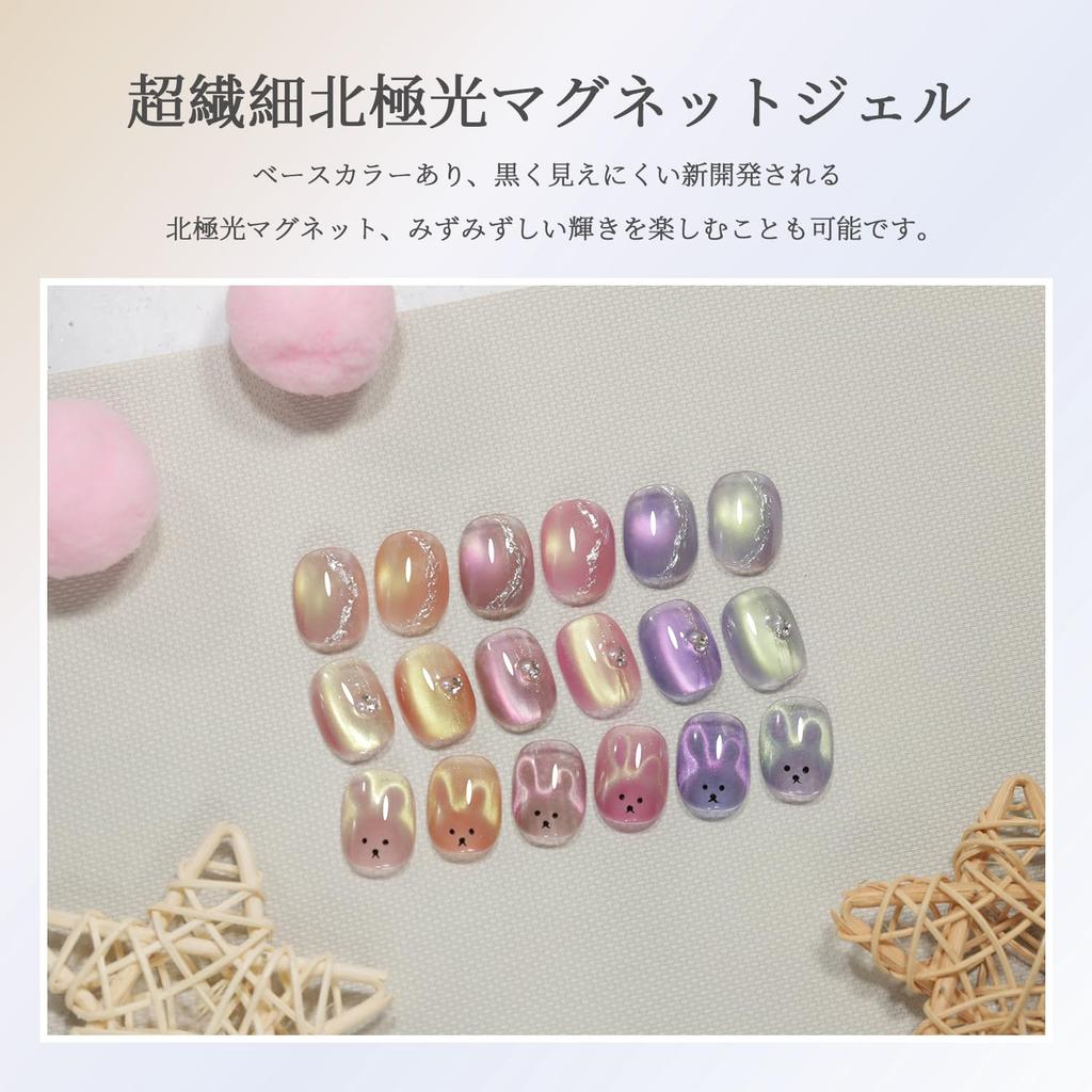 Coikaze Magnetic Color Magnet Gel Magnetic Color Hard To See Magnetic Nail Cat Eye Muted Cat Eye Gel Nail Set Northern Lights Magnetic Nails,