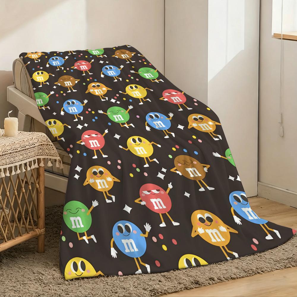 M&M's Throw Lightweight 240g Flannel Blanket Soft Skin-friendly for Summer Cooling