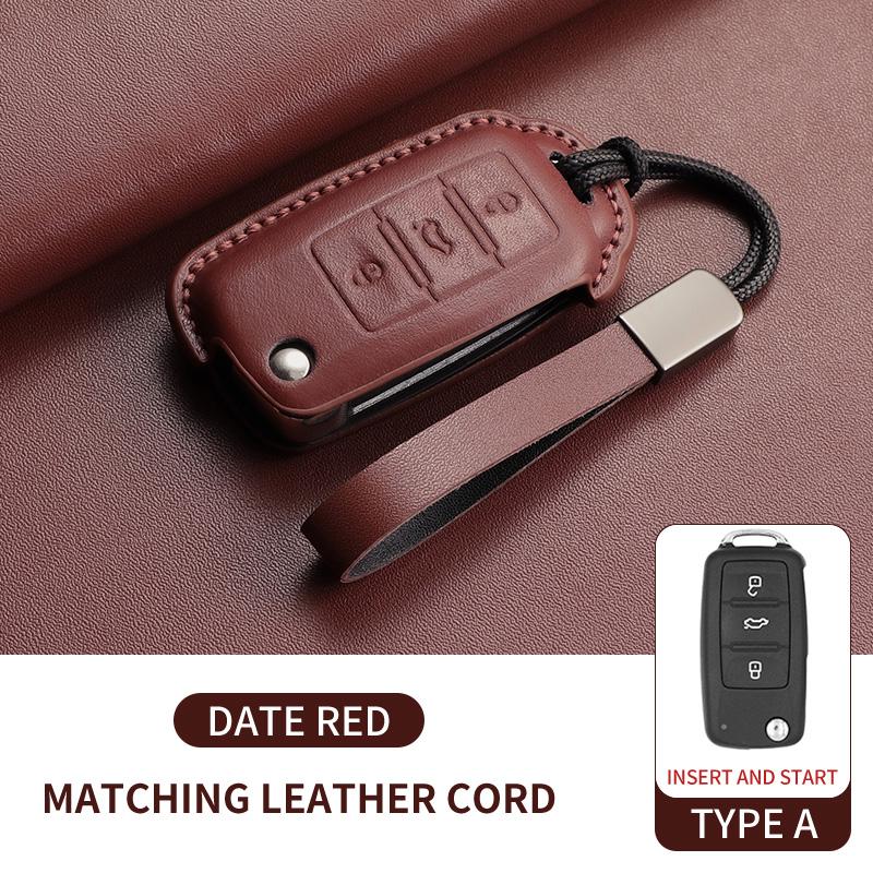 

Leather Cars Key Case Cover Shell Fob For Volkswagen Vw Polo Golf7 Mk7 Tiguan Passat Golf Jetta Lavida Car Remote Key Case Shell