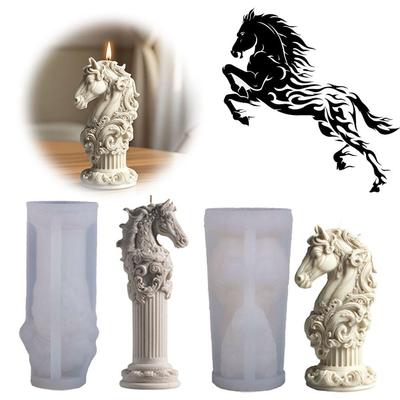 Silikon 3D Pferdekopf Aroma Kerzenform DIY Tier Gips Harz Ornamente Form Heimdekoration Handwerk Herstellungsformen