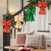 Fabric Christmas Bowknot Hanging Decoration With Shimmering Plaids Design For Christmas Party Home Holiday Accent
