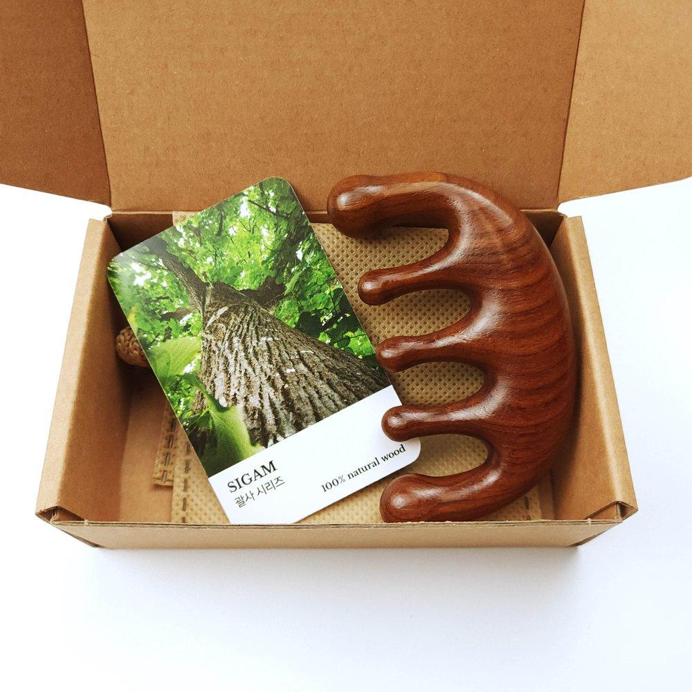 Shigam Market Wood Head Face Trapezius Lymph Scalp Guasha Massage Comb Acupressure