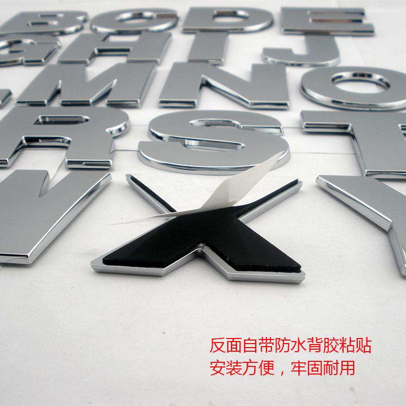 DIY 50mm high big plastic 3d chrome letters self adhesive Alphabet car stickers auto sign Car accessories Decoration