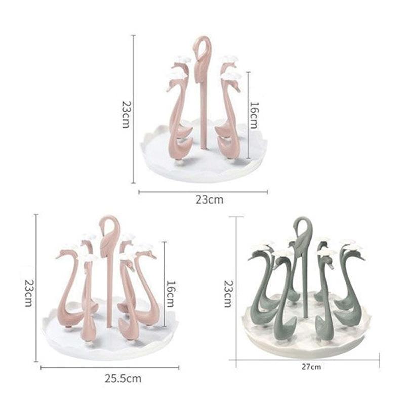 1pc Cup Storage Rack Swan Shape Hand-held Desktop Water Cup Holder Rotatable Mug Coffee Cup Draining Rack Kitchen Organizer