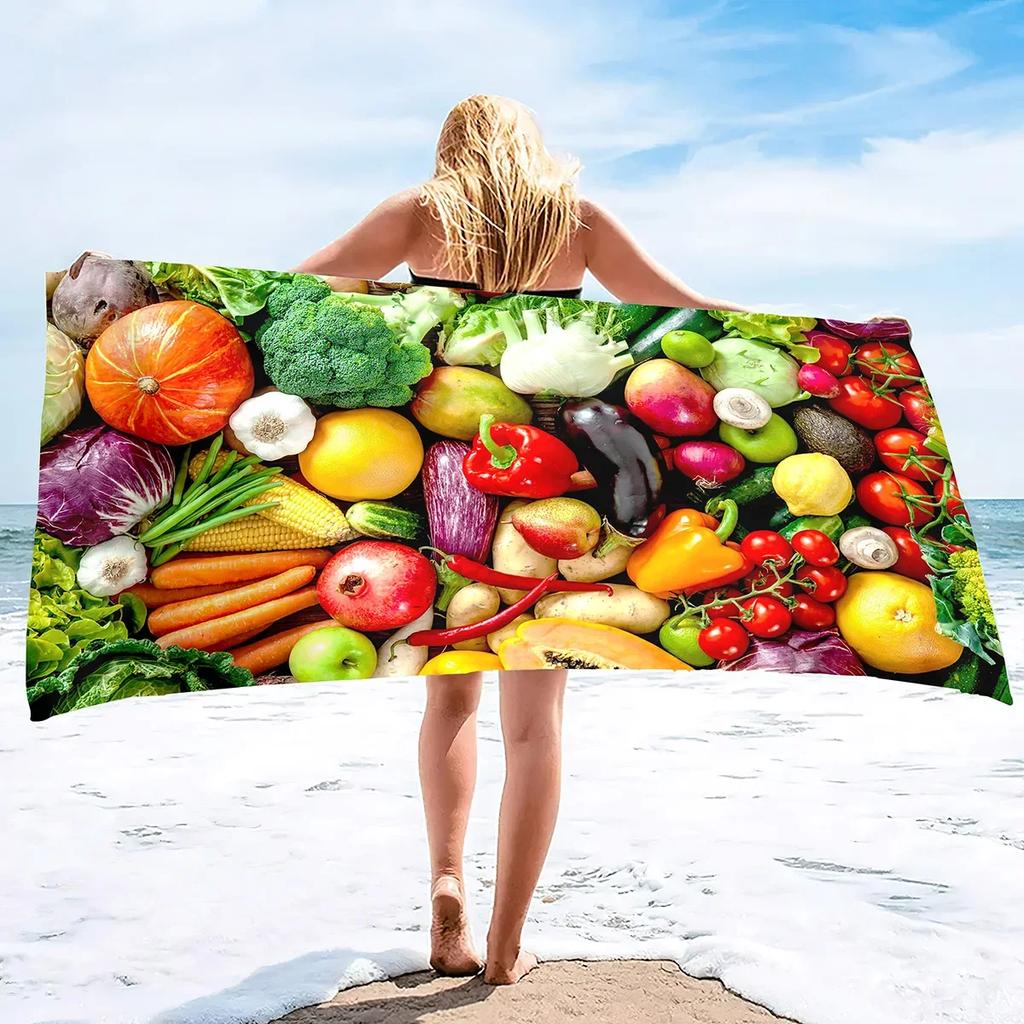 Beach Towel For Women, Girls, Kids, Men, Food Prints Bath Towels Pool Towel Super Soft Plush Towels For Man Women Beach Lovers