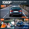 High-Definition 1080P Three-Camera Dashcam with Wifi Mobile Phone Connectivity, 3inch Screens, Wide-Angle Infrared Night Vision, and Reversing Images