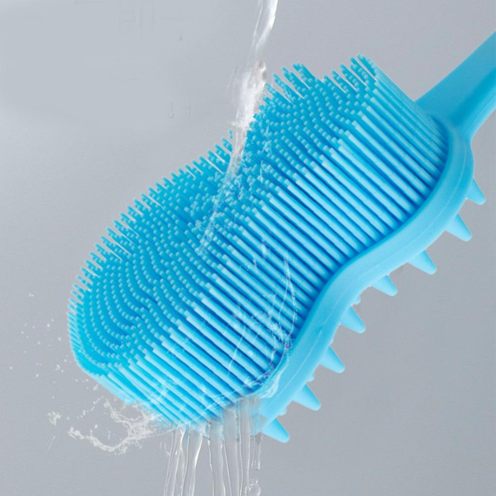 Lightweight Silicone Shower Brush Long Handle Exfoliating Brush Durable Bath Brush  Bathroom