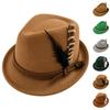 Felt Fedora Hat with Decorative Feather and Braided Band Traditional Style Suitable for Oktoberfest and Themed Events Unisex Design