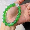 10Mm Ice Clear Emperor Green Natural Green Chalcedony White Moonlight Design Bracelet