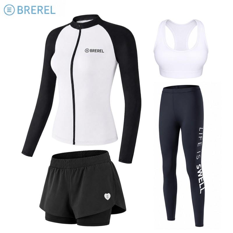 Womens Long Sleeve UPF 50 Rash Guard Swimsuit With Chest Pad Snorkeling Surfing Jellyfish Protection