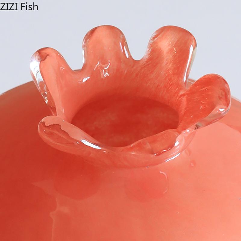 Gradient Color Pomegranate Glass Vase Plant Pots Table Decoration Flowers Arrangement Pomegranate Vase Room Aesthetic Decor