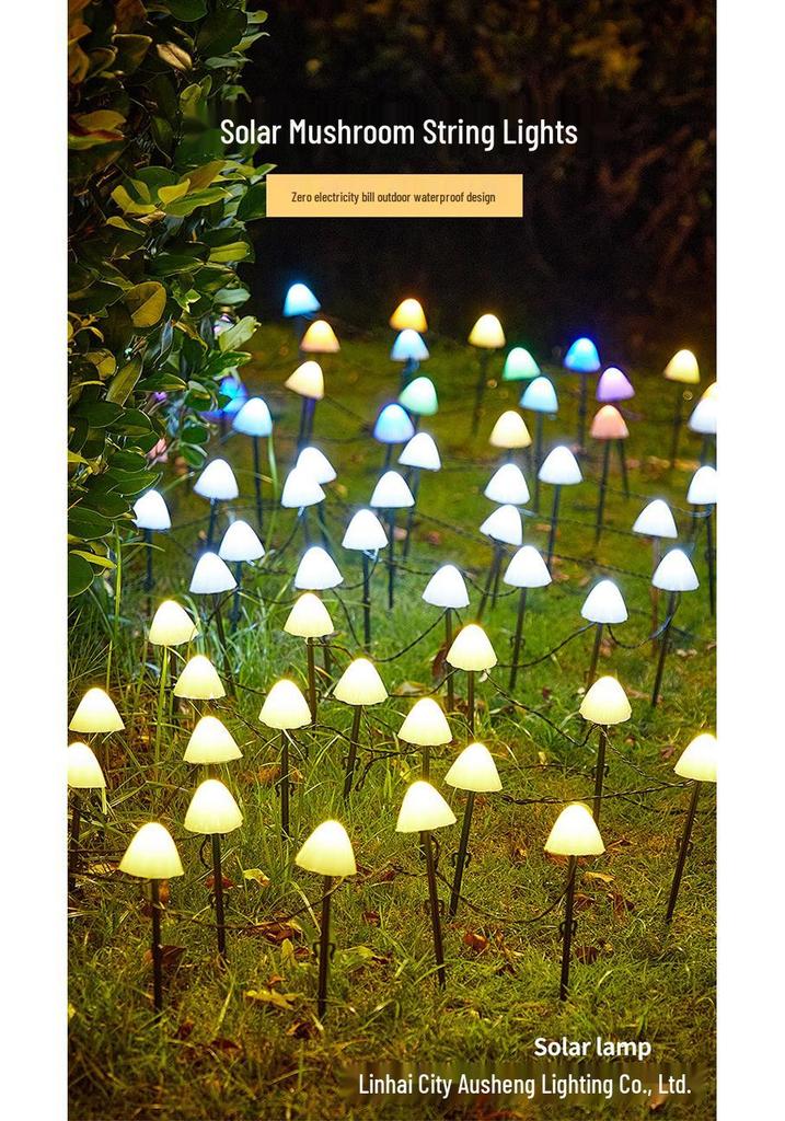 Solar-LED-Pilz-Lichterkette: Wasserdichte Outdoor-Dekorationslichter für Rasen und festliche Atmosphäre