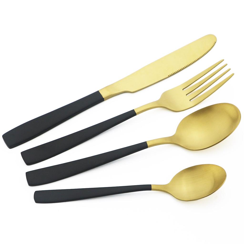 6 People Stainless Steel Cutlery Set White Gold Dinnerware Knives Fork Coffee Spoon Dinner Silverware Home Kitchen Tableware Set