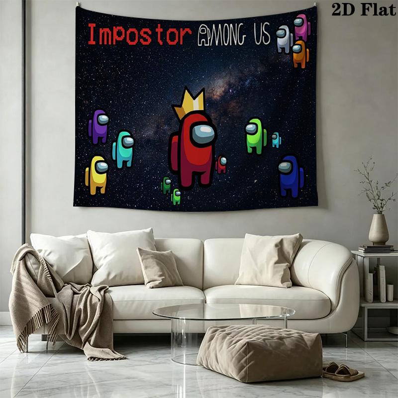 Among Us Wall Tapestry Aesthetic Wall Hanging Printed Fabric Blanket Decorative Tapestries for Bedroom Living Room Home Decor
