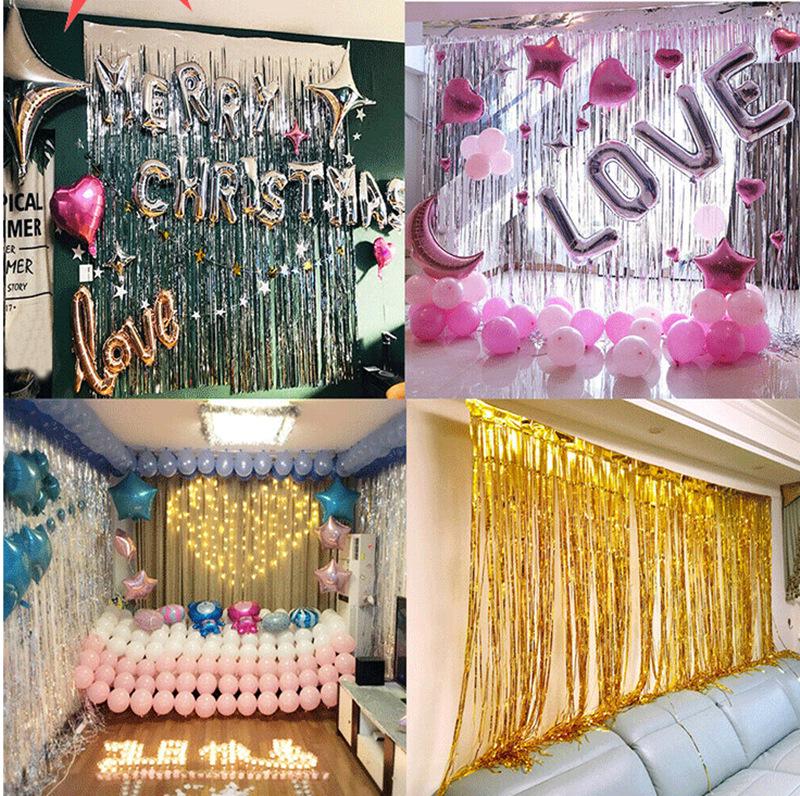 Children's First Birthday Laser Rain Curtain Tassel Balloons Decoration Set