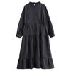 New Loose Retro Fashion Pleated Splicing Mid-Length Zipper Style Dresses