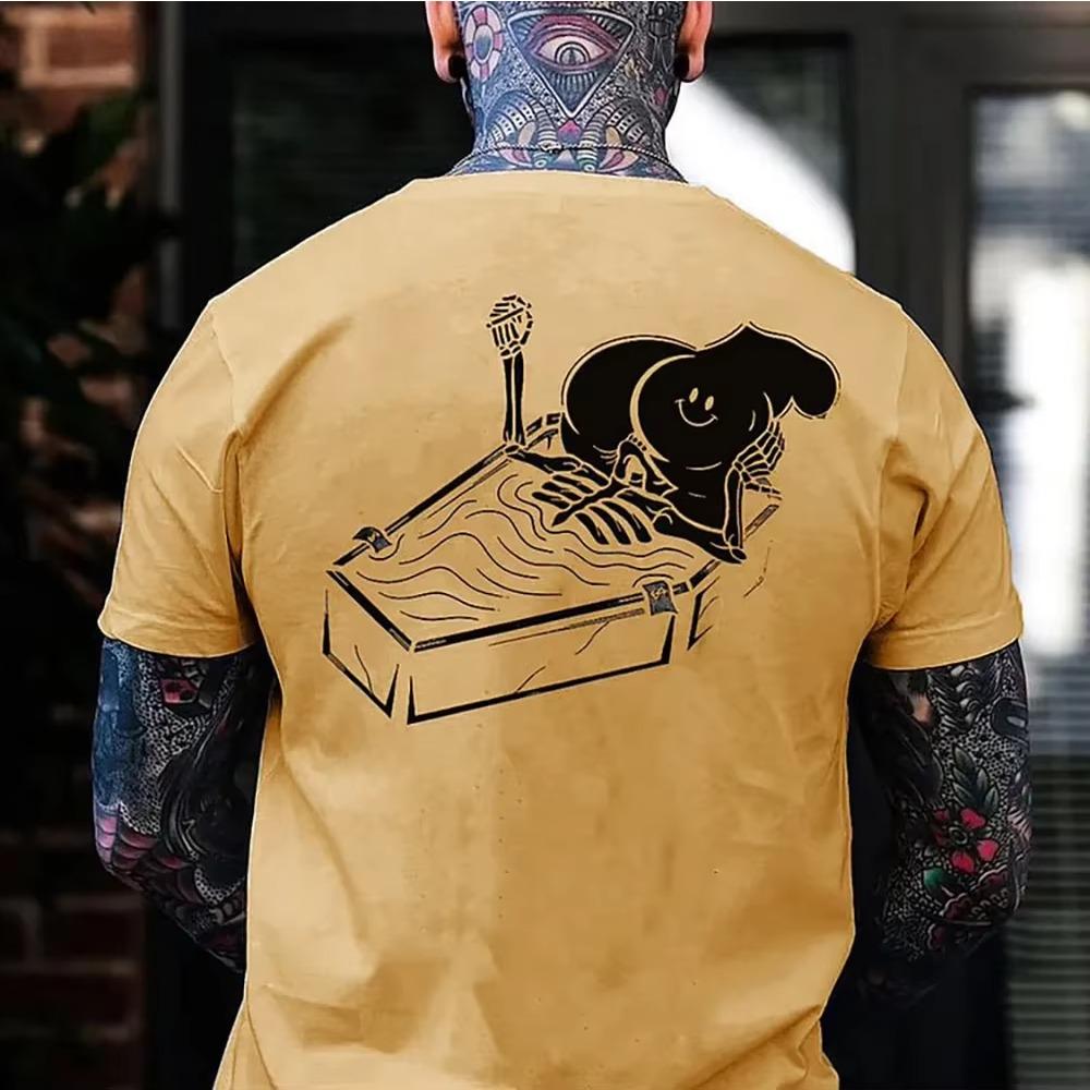 2024 Summer 3D Print Men's T-shirt Breathable Street Elastic Streetwear Short Sleeve Men Special Weird Pattern Print Casual