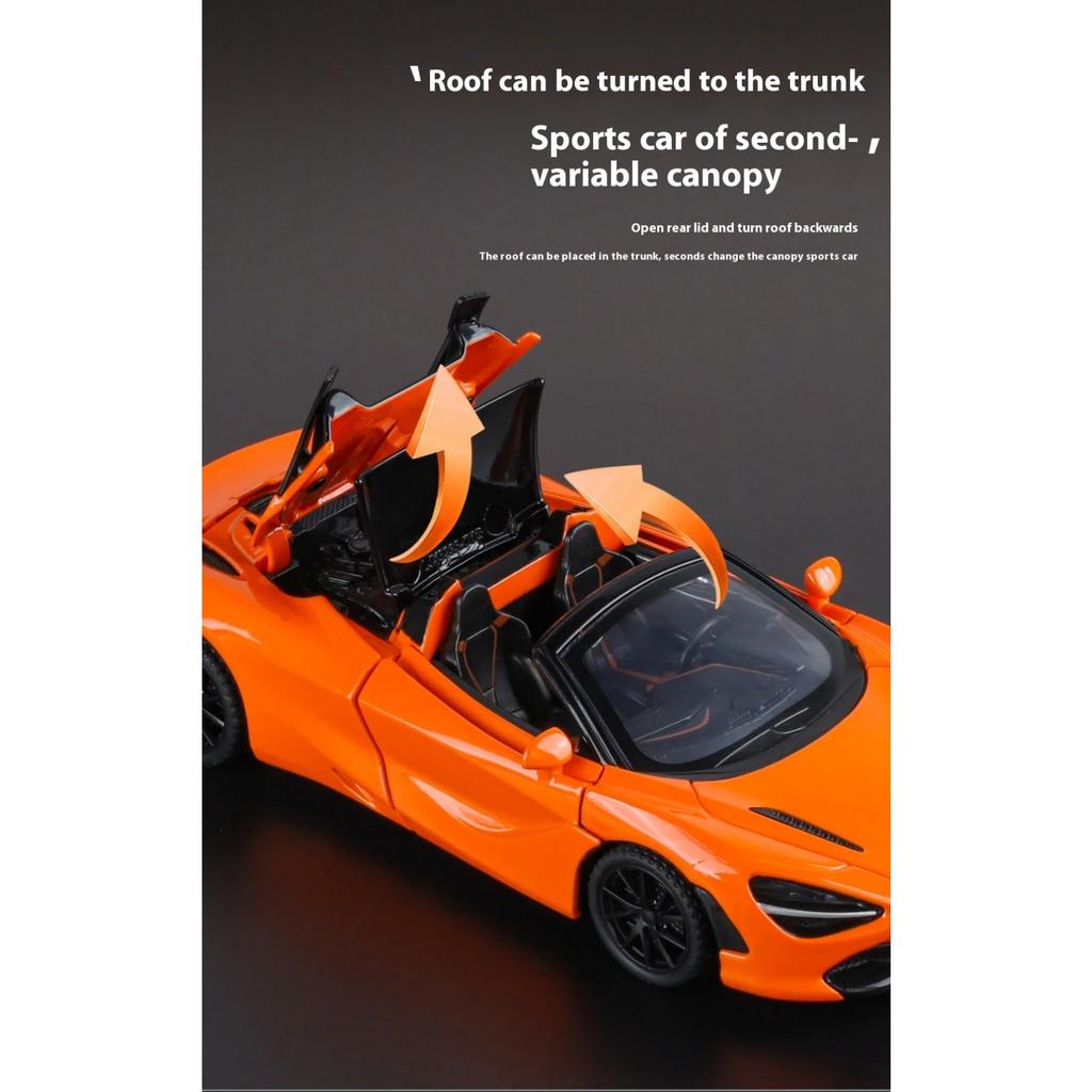 Boxed 1/32 Alloy Die-cast McLaren 720S Car Model, Children's Toy Car with Sound and Light, Desktop Decoration Ornaments for Boys Gifts