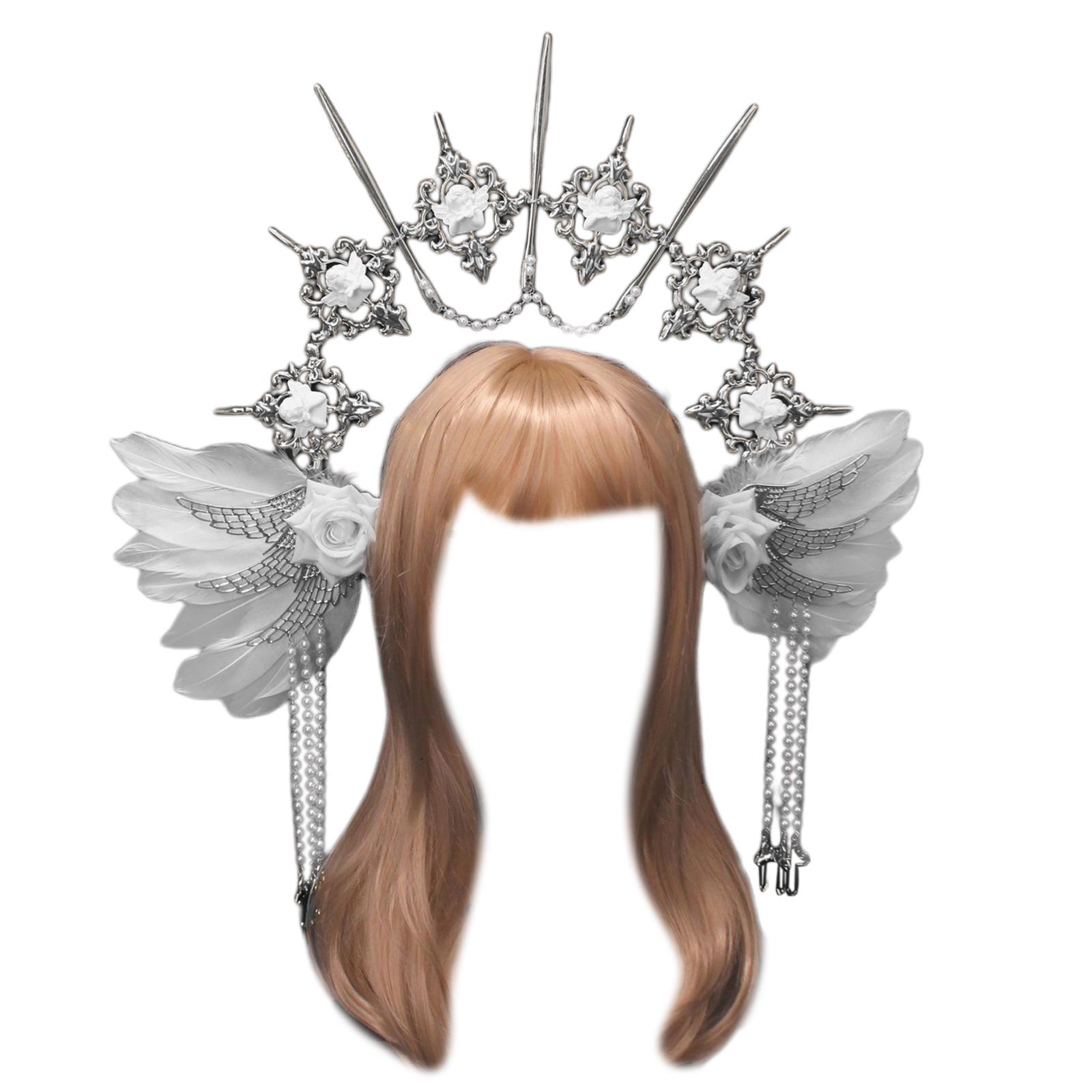 

DIY Flower Halo Crown Hair Hoop Vintage Pageant Hair Accessories for Baroque Wedding Headband Bridal Photo Props 10