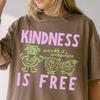 Comfort Colors Kindness Is Free Shirt and Kids Tshirt : Purple and Green Funny Sprinkled Doughnut Empathy Tee