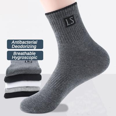 10 Bucăți=5 Perechi Șosete Bărbați de Înaltă Calitate Bumbac Respirabil Absorbant de Transpirație Tub Mediu Șosete Negre Dezodorizante Bărbați de Afaceri Cadou Șosetă