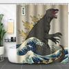 Waterproof Curtain With Mildewproof Shower Sea Wave Dinosaur Whale And Cat Print