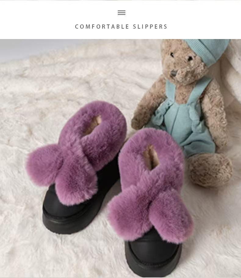 2025 Women's Winter Little Rabbit Snow Boots & Non-slip Cotton Slippers