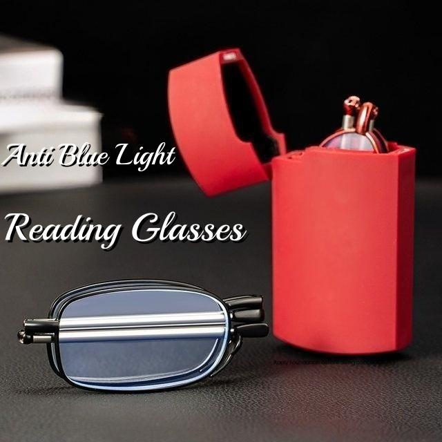 Portable Folding Mini Reading Glasses Anti Blue Light Metal Telescopic Leg Presbyopia Glasses for Men Women