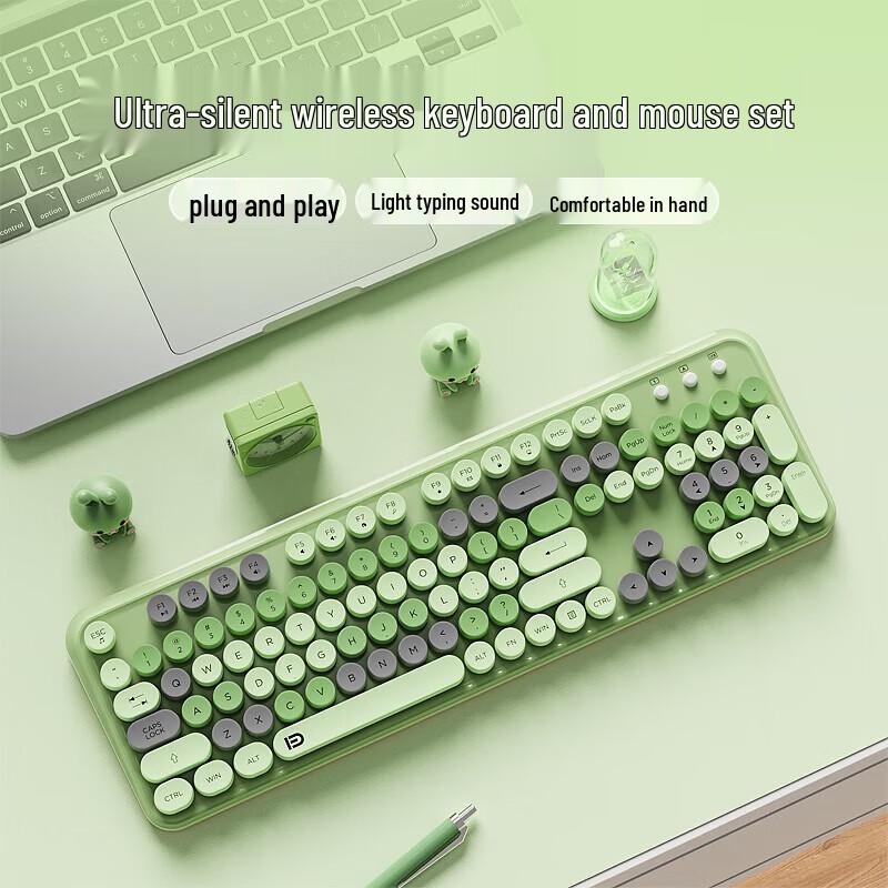 EWEADN V96 Retro Wireless Keyboard Mouse Combo