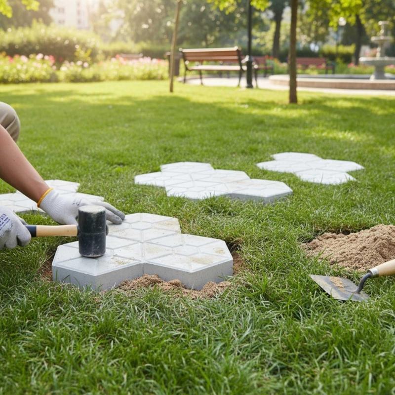 Maple Leaves Brick Molds Reusable Stone Molding Stepping Stone Pathway Maker Yard Garden Pavement Mould Decoration