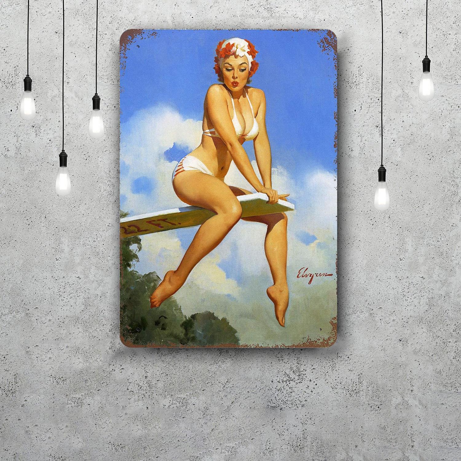 

gil elvgren Retro Vintage Tin Sign Poster Decorative Plaque Metal Plate Wall Decor 20x30cm（7.8x11.8inch）