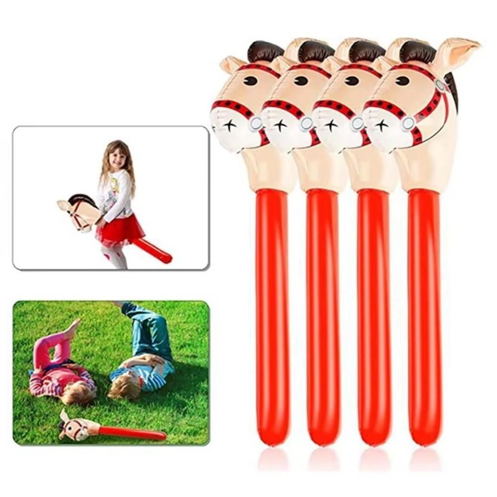 Cartoon Horse Head Stick Balloon PVC Inflatable Stick Horse New Animal Long Sticks Balloon  Kids
