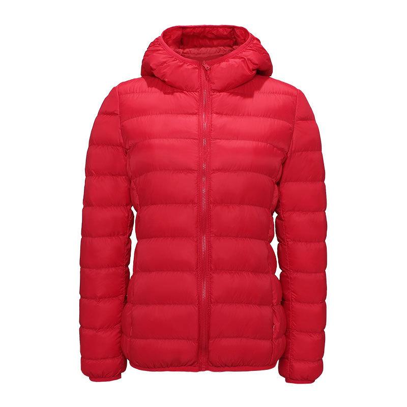New light down jacket women's hooded short large size light white duck down fashionable white duck down jacket winter