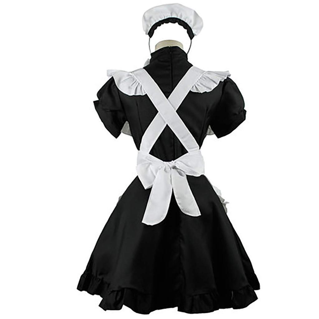 [Milky Time] British-Style Maid Outfit with Headband, Knee-Length (L)