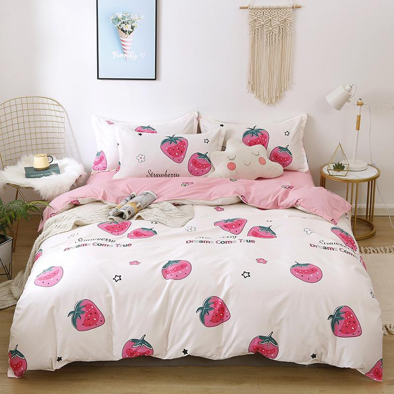 Simple aloe vera cotton four-piece set three-piece set quilt cover bed sheet human bedding