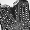 Robe sexy irrégulière à col licou et chaîne en diamant pour femme