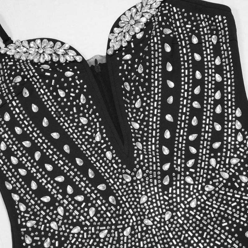 Robe sexy irrégulière à col licou et chaîne en diamant pour femme