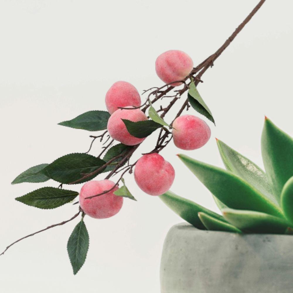 Plastic Simulation Peach Fruit 6 Heads Fake Plants Artificial Peach Branch  Home Garden Decor