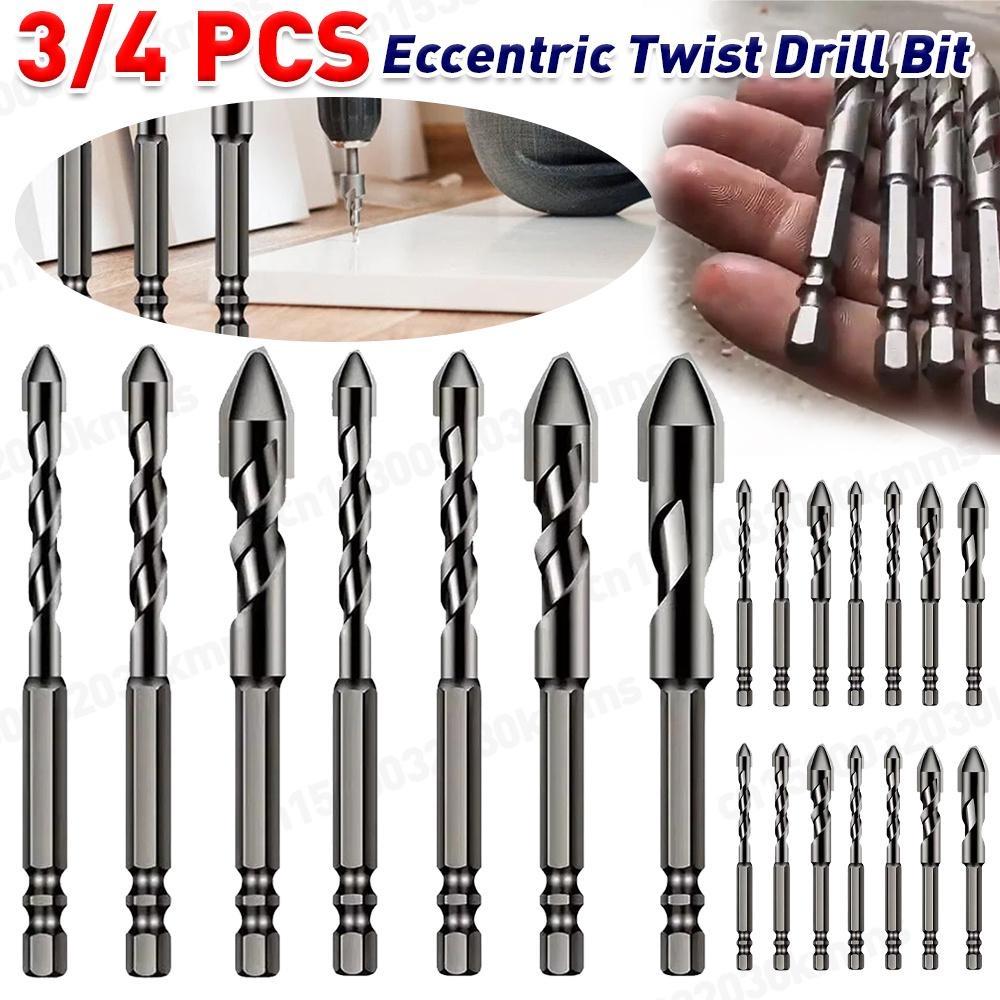 3 Pcs Eccentric Twist Drill Bit High-Strength Drill Bits Sets 6mm/8mm/10mm/12mm Metal Twist Drill Bits for Glass/Tile/Wood