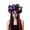 Reusable Practical Plastic Skull Headband And Simulated Floral Decors Costume Headband For Halloween Theme Parties