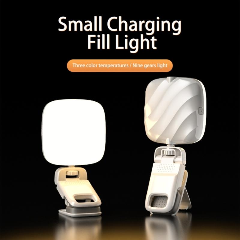 9 Gear Brightness Phone Light with Clip 2500-6000K Selfie Light Rotating Clip on Fill Light for Photography Portable