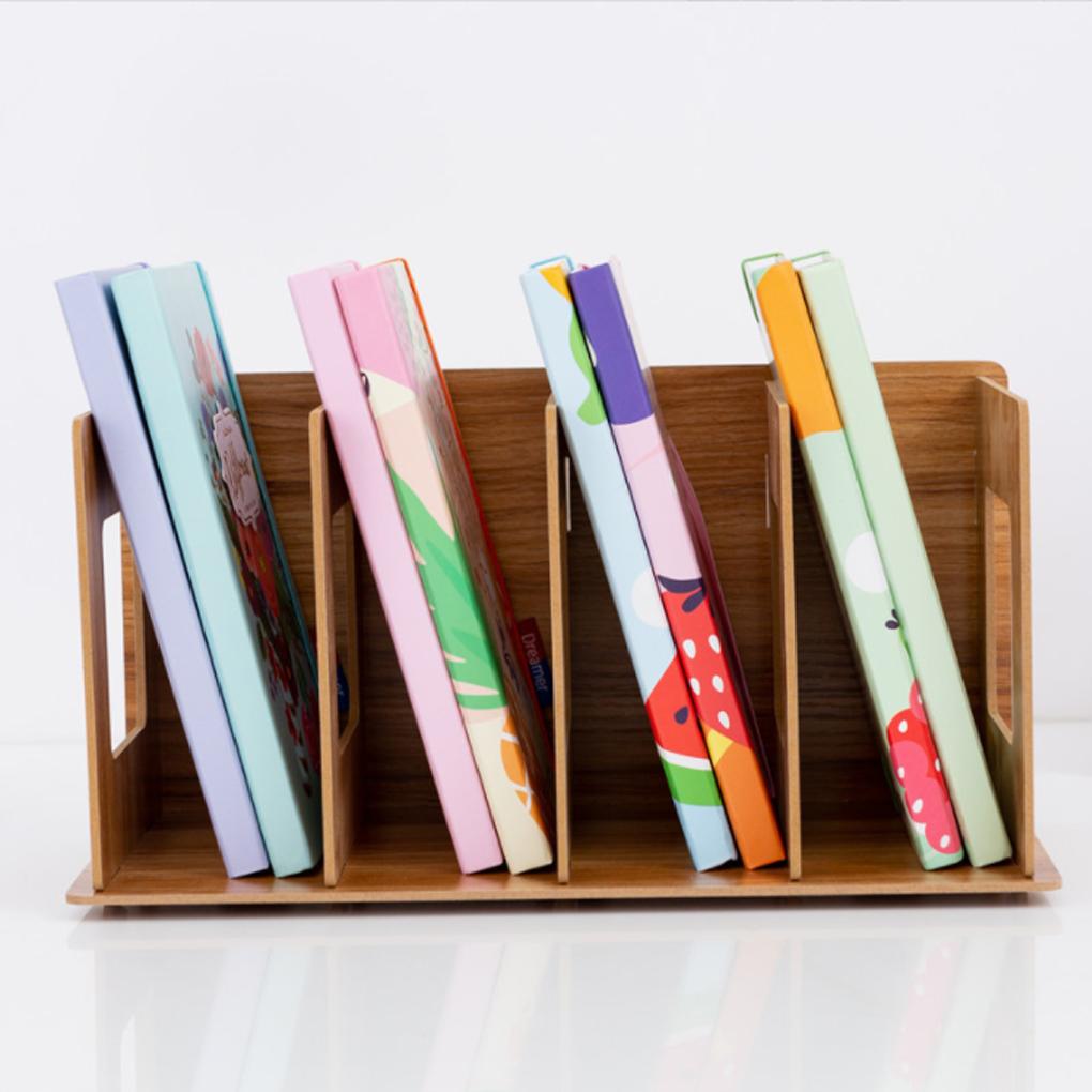5 Fächer Bücherregal Holz Tisch Desktop Regal ple Stil Informationsbücherregal Ständer Büroorganisation