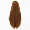 MERISIHAIR Brown Long Straight Wig with Blunt Bangs Synthetic Heat Resistant Fiber Wig for Women Daily Wear