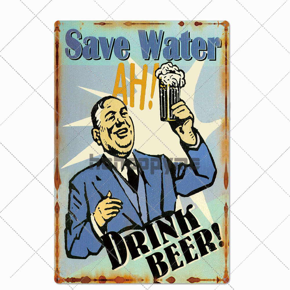 Beer Vintage Metal Tin Signs Bar Poster Pub Club Cafe Wall Decoration Retro Plaque Home Decor 20*30cm
