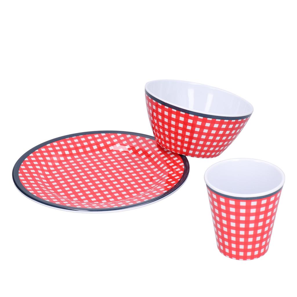 Red Grids Salad Plate Set Imitation Porcelain Fruit Snake Plate for Home Restaurant Hotel
