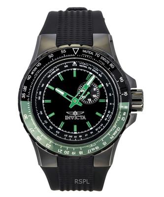 Aviator Black Silicone Strap Black Dial Quartz 49731 100M Men's Watch