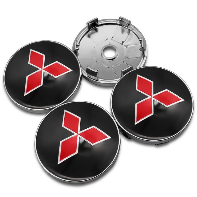 4PCS 56mm 60mm Car Wheel Center Hubcaps Emblem Sticker Auto Logo Decals For Mitsubishi RalliArt ASX Pajero Montero Lancer