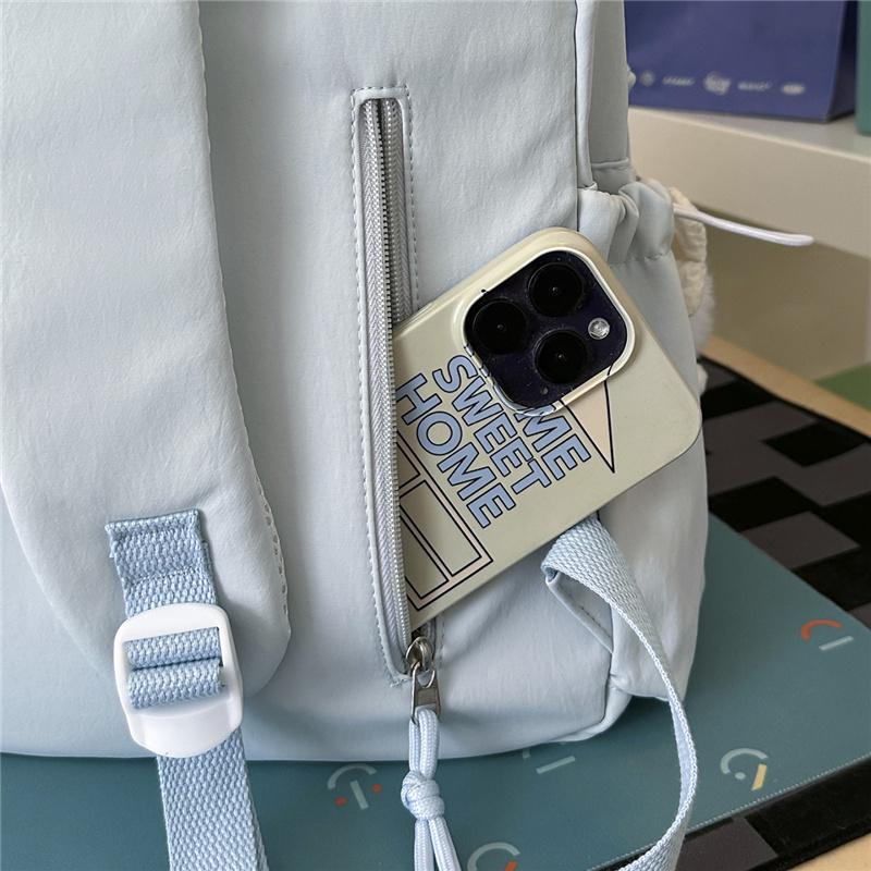 Cute Butterfly Embroidered School Backpack with Front Pocket Casual Daypack for Girls Daily Use