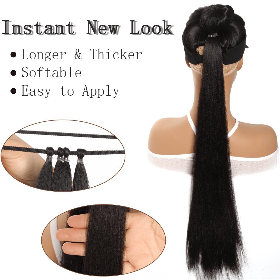 Estensioni Coda di Cavallo Sintetica Liscia Lunghe 70CM Elastico Versatile Parrucca Elegante Pezzi di Capelli per Donne alla Moda